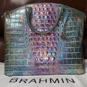 NWT Brahmin Large Duxbury Visionary Delphine Leather Satchel Metallic Shimmer